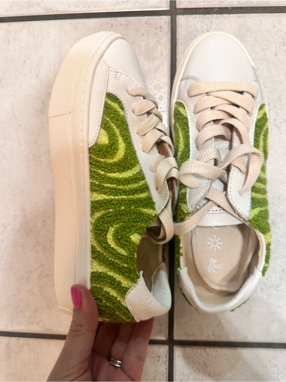 Soludos Ibiza Platform Psychedelic Spiral sneakers in Forest Green New Size 5 - Picture 4 of 10